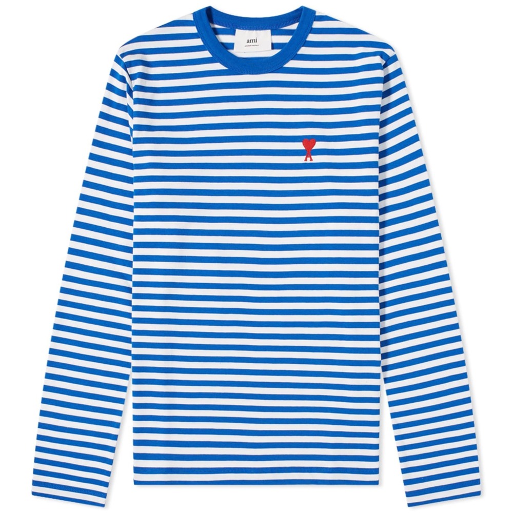 AMI Paris Alexandre Mattiussi Striped Heart Logo Shirt Size XS